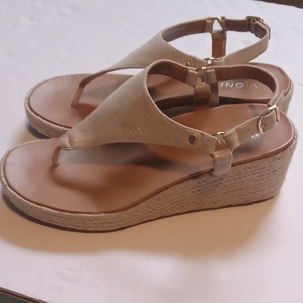 Vionic Kirra Tan Wedge Straw Heel Sandals Size 10 - Picture 3 of 10